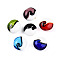Handmade Lampwork Beads, Flat Round, Two Tone, Mixed Color, 19.5~21x10~11mm, Hole: 1.4~2.2mm