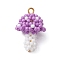 Seed Beads Beaded Charms, with Iron Loop, Mushroom Pendants, Medium Orchid, 25x17mm, Hole: 2.5mm
