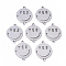 Tarnish Resistant 201 Stainless Steel Links Connectors, Laser Cut, Flat Round with Smile Yes, Stainless Steel Color, 18x14x1mm, Hole: 1.4mm