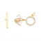 Brass Pave Clear Cubic Zirconia Toggle Clasps, Cadmium Free & Nickel Free & Lead Free, Bees, Real 18K Gold Plated, Bar: 21x3.8x2mm, Hole: 1.5mm, Rng: 18.5x12x1.5mm