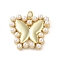 Brass Pendants, Cadmium Free & Lead Free, with ABS Imitation Pearl, Real 18K Gold Plated, Butterfly, 16.5x18x3.5mm, Hole: 1.6mm