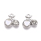 Rack Plating Alloy Glass Pendants, with Rhinestone, Cherry Charms, Platinum, 14x14.5x5mm, Hole: 1.6mm