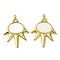 Ion Plating(IP) 304 Stainless Steel Pave Shell Pendants, Sun Charms, Real 14K Gold Plated, 28x21x1.8mm, Hole: 1.5mm