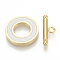 201 Stainless Steel Toggle Clasps, with Enamel, Ring, Golden, WhiteSmoke, Ring: 19.5x2mm, Inner Diameter: 10mm, Bar: 21x7x3mm, Hole: 2mm