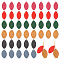 140Pcs 7 Colors Wood Pendants, Dyed, Leaf Charms, Mixed Color, 41~43.5x21.5~25x2~2.5mm, Hole: 1.8~2mm, 20pcs/color