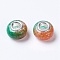 Two Tone Resin European Beads, with Silver Plated Brass Single Core, Rondelle, Sandy Brown, 14x8.5mm, Hole: 5mm