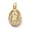 Rack Plating Brass with Cubic Zirconia Pendants, Long-Lasting Plated, Lead Free & Cadmium Free, Religion Charms, Oval, 16x10.5x3.5mm, Hole: 3mm