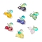 7Pcs 7 Colors Electroplate Glass Pendants, Fruit Charm, with Platinum Brass Loop, Faceted, Mixed Color, 15x16x8mm, Hole: 1.8mm, 1pc/color