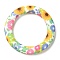 Food Grade Eco-Friendly Silicone Pendants, Ring with Sunflower Pattern, Colorful, 65x10mm, Hole: 4mm