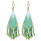 3Pair 304 Stainless Steel Boho Dangle Earrings, with Glass Beads, Golden, Sea Green, 68x30mm