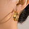 201 Stainless Steel Irregular Leaf Hoop Earrings, Golden, 27x25mm