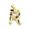 Brass Micro Pave Clear Cubic Zirconia Pendants, with Jump Ring, Lead Free and Cadmium Free, Long-Lasting Plated, Rack Plating, Letter Charms, Real 18K Gold Plated, Letter R, 19~21x9.5~20x2.7mm, jump ring: 5x1mm, 3mm inner diameter.