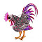 Rhinestone Rooster Brooch Pin, Chinese Zodiac Alloy Badge for Backpack Clothes, Dark Violet, 65x50mm