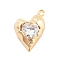 Brass Micro Pave Clear Cubic Zirconia Pendants, Nickle Free, Heart, Real 18K Gold Plated, 21x15x6mm, Hole: 2mm