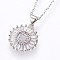 304 Stainless Steel Initial Pendant Necklaces, with Cubic Zirconia, Flat Round with Letter, Stainless Steel Color, Letter.D, 17.71 inch(45cm), Pendant: 22x16x3mm