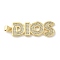 Brass Micro Pave Cubic Zirconia Pendants, Word DIOS, Rack Plating, Cadmium Free & Lead Free, Long-Lasting Plated, Real 18K Gold Plated, 39x13.5x2mm, Hole: 4x3mm