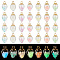 70Pcs 7 Colors Luminous Glass Teardrop Pendant, with Golden Plated Alloy Findings, Glow In The Dark Charms, Mixed Color, 25x14mm, Hole: 2mm, 10pcs/color