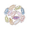Glitter Powder Transparent Epoxy Resin Pendants, with Musical Note Brass Etched Metal Embellishments, Brass Loops, Hexagon, Mixed Color, 29x12x4mm, Hole: 1.5mm