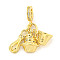 Rack Plating Brass Micro Pave Cubic Zirconia European Dangle Charms, Large Hole Pendants, Cadmium Free & Lead Free, Long-Lasting Plated, Real 18K Gold Plated, Food, 31mm, Hole: 6x3.5mm