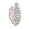 Brass Micro Pave Cubic Zirconia Pendants, Long-Lasting Plated, Cadmium Free & Lead Free, Leaf, Platinum, 20.5x10x3.5mm, Hole: 1.6mm