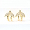 Brass Micro Pave Cubic Zirconia Ear Cuff Findings for Women, Cadmium Free & Nickel Free & Lead Free, Fishtail, Real 18K Gold Plated, Fit For 1.7mm Rhinestone, 15x13x14.5mm