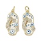 Real 18K Gold Plated Brass Micro Pave Cubic Zirconia Pendants, Cadmium Free & Nickel Free & Lead Free, with Enamel and Jump Ring, Slipper Charms, White, 21.5x10x3.5mm, Hole: 3.4mm