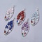 Chakra Jewelry Findings, Natural Mixed Gemstone Pendants, with Brass Findings, Horse Eye with Tree, Silver Color Plated, 77.5~80x28~30x5~8mm, Hole: 4.5~6.5mm