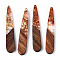 Transparent Resin & Walnut Wood Pendants, with Gold Foil, Teardrop Charms, Waxed, Chocolate, 44x7.5x3.5mm, Hole: 1.5mm
