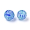 Handmade Lampwork Beads Strands, Inner Flower, Round, Deep Sky Blue, 11~12x12~12.5mm, Hole: 1.5~2mm