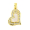 Shell Pendants, with Brass Micro Pave Clear Cubic Zirconia Pendants, Cadmium Free & Nickel Free & Lead Free, Heart, Real 18K Gold Plated, 21x15x2mm, Hole: 5x3.5mm