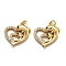 Brass Micro Pave Cubic Zirconia Pendants, Long-Lasting Plated, with Jump Rings, Heart, Golden, 20x19x4mm, Hole: 3mm