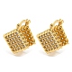 Серьги-кольца из латуни с микропаве в форме ромба EJEW-Q785-08G-1