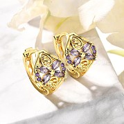 Серьги-кольца из цветочной латуни с микропаве из кубического циркония EJEW-C126-13G-02