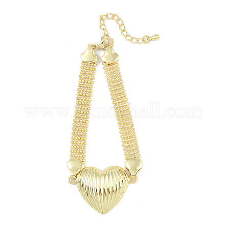 Браслеты-цепочки из латуни с полыми шариками BJEW-H609-02G-1