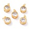 Real 18K Gold Plated Brass Inlaid Cubic Zirconia Charms, with Jump Ring, Long-Lasting Plated, Flat Round, Clear, 9.5x7x4mm, Jump Ring: 4x0.5mm, 2.5mm Inner Diameter