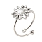 Non-Tarnish 304 Stainless Steel Open Cuff Ring, Flower, US Size 7 3/4(17.9mm)