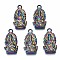Alloy Pendants, Cadmium Free & Lead Free, for Religion, Ganesha, Rainbow Color, 26x14x5mm, Hole: 2.5mm