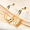 304 Stainless Steel Stud Earrings, Ion Plating(IP), Two-layer C-Shaped, Real 18K Gold Plated, 40x10mm