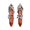 Natural Red Jasper Big Pointed Pendants, with Platinum Plated Brass Findings, Undyed, Bullets, 55~60x16mm, Hole: 5x8.5mm