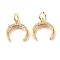 Brass Micro Pave Clear Cubic Zirconia Pendants, Cadmium Free & Lead Free, Moon, Real 18K Gold Plated, 16x12x2mm, Hole: 3.5mm