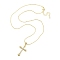 Brass Micro Pave Clear Cubic Zirconia Pendant Necklaces, Cross, Real 18K Gold Plated, 16.89 inch(429mm)