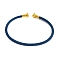 Braided Carbon Steel Wire Bracelet Making, with Golden Plated Brass End Caps, Prussian Blue, 0.25cm, Inner Diameter: 2-3/8 inch(6.1cm)