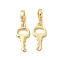 Rack Plating Brass Key European Dangle Charms, Large Hole Pendants, Cadmium Free & Lead Free, Real 18K Gold Plated, 28.5mm, Key: 20x9x2mm, Hole: 5mm
