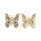 Butterfly Brass Micro Pave Colorful Cubic Zirconia Connector Charms, Cadmium Free & Nickel Free & Lead Free, Real 18K Gold Plated, 48x50x4mm, Hole: 1mm