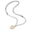 Brass Macrame Pouch Empty Stone Holder for Pendant Necklaces Making, Adjustable Cowhide Leather Cord Necklace, Golden, 10~19-1/4 inch(25.5~49cm)