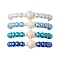4Pcs 4 Colors Summer Dyed Synthetic Turquoise Turtle Bracelets, Beach Round Glass Pearl Beaded Stretch Bracelets for Women, Mixed Color, Inner Diameter: 2-1/8 inch(5.5cm), Round: 8mm, 1pc/color