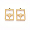 304 Stainless Steel Pendants, Ion Plating(IP), Rectangle with Dragonfly Charms, Real 18K Gold Plated, 29.5x20.5x2.5mm, Hole: 1.6mm