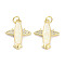 Brass Micro Pave Clear Cubic Zirconia Pendants, Cadmium Free & Lead Free, with Synthetic Opal and Jump Rings, Real 18K Gold Plated, Airplane Charms, White, 21x17x4mm, Hole: 3mm