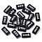 Opaque Spray Painted Acrylic Beads, Rectangle with Inspirational Words, Black, 15x7.5x5mm, Hole: 3mm, about 1184pc/500g