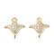 Brass Micro Pave Clear Cubic Zirconia Charms, Stingray Charms, Real 18K Gold Plated, 11x10.5x2.5mm, Hole: 1.2mm